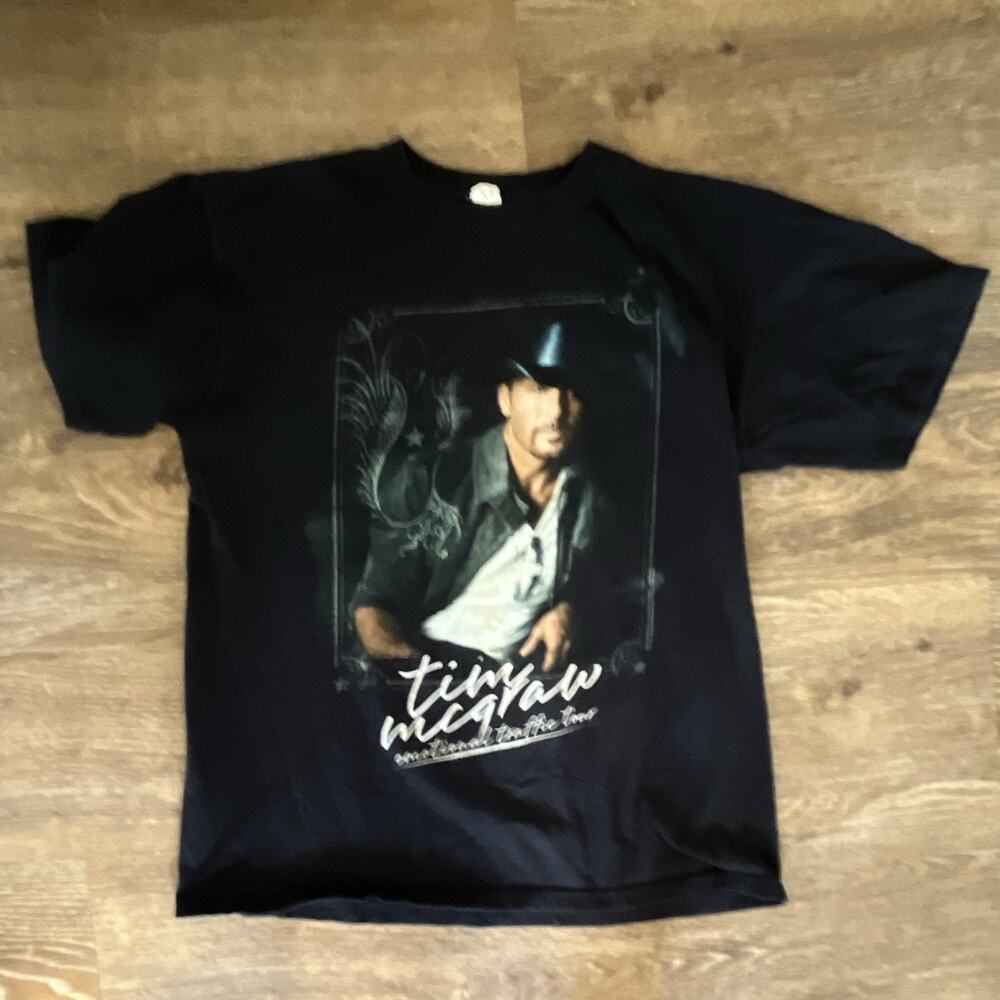 Tim McGraw Emotional Traffic Tour Black Graphic T-Shirt, Size L